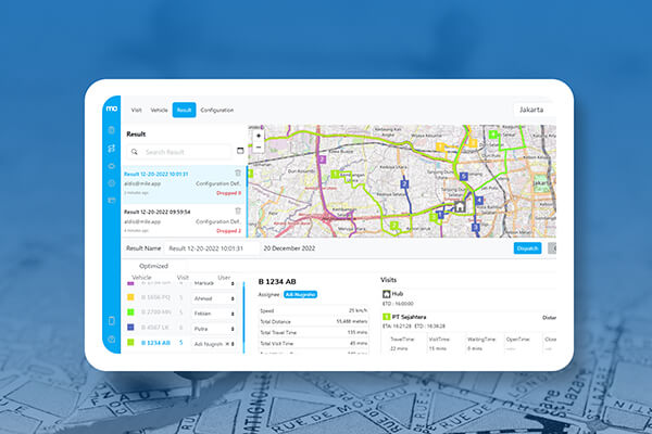 Tampilan route optimization di MileApp